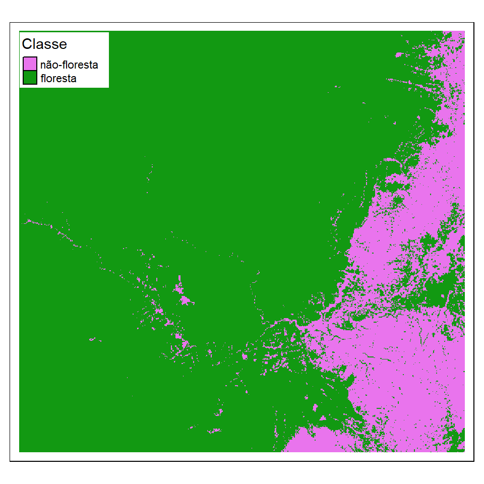 Floresta ao redor do Rio Araguari. MapBiomas 2020 reclassificado em floresta e não-floresta.